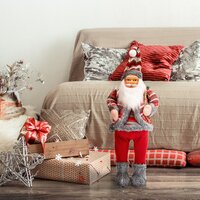 Vianočné dekoratívne figúrka Santa Claus s vrecom - 62 cm