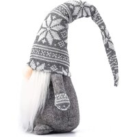 Vianočný škriatok 50 cm - šedý s vločkou na čiapku
