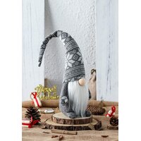 Vianočný škriatok 50 cm - šedý s vločkou na čiapku