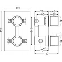 Podomietková termostatická batéria MEXEN CUBE - chróm - 2 výstupy, 77502-00
