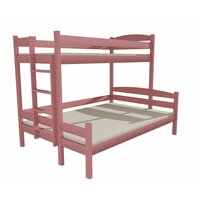 Detská poschodová posteľ s rozšíreným spodným lôžkom z MASÍVU 200x90cm bez šuplíku - PPS001