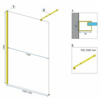 Kúpeľňová pevná zástena MAXMAX Rea AERO 120 cm - zlatá - číre sklo