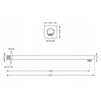 Rameno dažďovej sprchy MEXEN - 40 cm - obdĺžnikové - rovné - biele, 79112-20