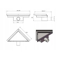 Trojuholníkový rohový sprchový žľab MEXEN FLAT 2v1 - 20 cm, 1010320