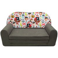 Detská rozkladacia MINI pohovka PIRÁTI - šedá