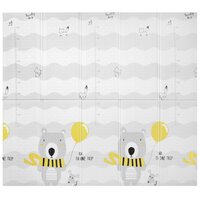 Detská skladacia obojstranná podložka 2v1 177x197cm - medvedíky + sivý vzor