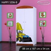 SKLADOM: Detská skriňa BAGR - TYP 6B - zeleno / biela