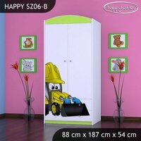 SKLADOM: Detská skriňa BAGR - TYP 6B - zeleno / biela