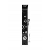 Sprchový panel GROTTO 5v1 - s termostatom a výtokom do vane - LED podsvietenie a LCD displej - čierny matný