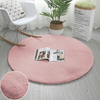 Okrúhly koberec RABBIT - 100 cm - ružový - imitácia králičej kožušiny