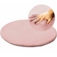 Okrúhly koberec RABBIT - 100 cm - ružový - imitácia králičej kožušiny