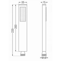 Ručná mosadzná sprchová hlavica MEXEN R-02 - 1 funkcia - 200x35 mm - chrómová, 79500-00