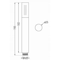 Ručná mosadzná sprchová hlavica MEXEN R-70 - 1 funkcia - 182x25 mm - grafitová, 79570-66