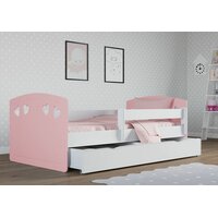 Detská srdiečková posteľ JULIE so zásuvkou - ružová 180x80 cm