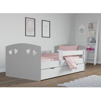 Detská srdiečková posteľ JULIE so zásuvkou - sivá 180x80 cm