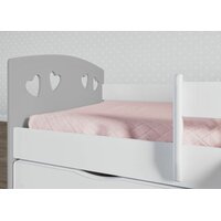 Detská srdiečková posteľ JULIE so zásuvkou - sivá 180x80 cm