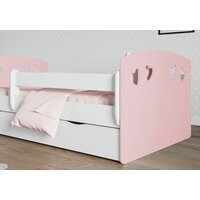 Detská srdiečková posteľ JULIE so zásuvkou - ružová 160x80 cm