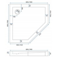 Päťuholníková sprchová vanička MAXMAX Rea DIAMOND 80x80x5 cm