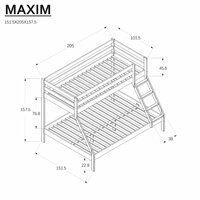 Detská poschodová posteľ s rozšíreným spodným lôžkom z MASÍVU BUK - MAXIM 200x90cm - prírodná