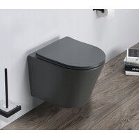 Závesné WC MEXEN RICO RIMLE  + Duroplast sedátko slim - tmavo šedé matné, 30724071