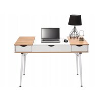 Písací stôl SCANDI so zásuvkami a výklopnou skrinkou - biely / dub sonoma
