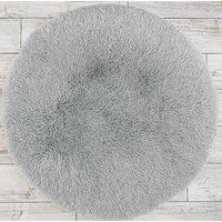 Plyšový guľatý koberec SOFT 90 cm - šedý