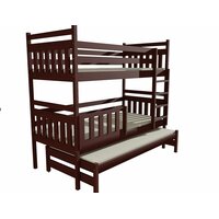 Detská poschodová posteľ s prístelkou z MASÍVU 200x80cm so zásuvkou - PPV004