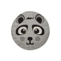 Detský okrúhly koberec Happy M PANDA - šedý