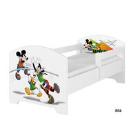 NA SKLADE: Detská posteľ Disney so šuplíkom - MICKEY VOLLEYBALL 140x70 cm - nórska borovica + 2x krátka bariérka