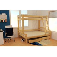 Detská poschodová posteľ s rozšíreným spodným lôžkom z MASÍVU 200x100cm so zásuvkami PAVLÍNA
