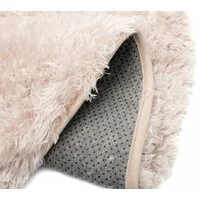 Plyšový guľatý koberec FIREN - béžový