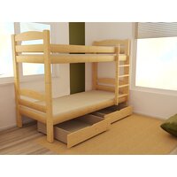 Detská poschodová posteľ z MASÍVU 180x80cm so zásuvkou - PP015