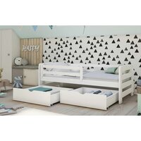 Detská posteľ z masívu borovice EGO so zásuvkami - 200x90 cm - biela