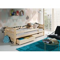 Detská posteľ z masívu borovice MATES so zásuvkami - 200x90 cm - biela