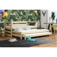 Detská posteľ z masívu borovice RICHARD s dvoma prístelkami - 200x90 cm - prírodná