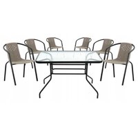 Záhradný set nábytku PATIO pre 6 ľudí - čierno / šedý