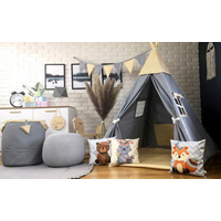 Detský stan TEEPEE (TÍPÍ) BOHO s doplnkami - sivý / béžový