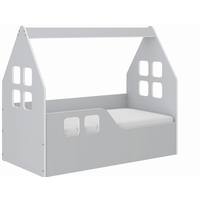 Detská domčeková posteľ KIDHOUSE - šedá - ľavá - 140x70 cm + matrac