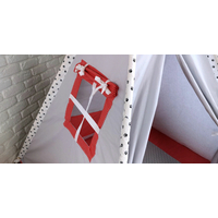 Detský stan TEEPEE (TÍPÍ) LUXURY s doplnkami - LABKOVÁ PATROLA - šedo / červený