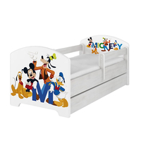 NA SKLADE: Detská posteľ Disney bez šuplíka - MICKEY FRIENDS 140x70 cm - nórska borovica + matrac + 1 dlhá a 1 krátka bariéra