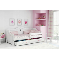Detská srdiečková posteľ Juliette sa zásuvkou 160x80 cm - biela + MATRACE
