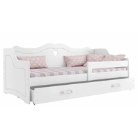 Detská srdiečková posteľ Juliette so zásuvkou 160x80 cm - biela + MATRACE