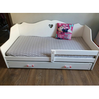 Detská srdiečková posteľ Juliette sa zásuvkou 160x80 cm - biela + MATRACE