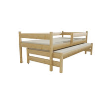 SKLADOM: Detská posteľ s výsuvnou prístelkou z MASÍVU 200x90cm so zásuvkou - DPV017 - šedá