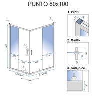 Sprchovací kút MAXMAX Rea PUNTO 100x80 cm