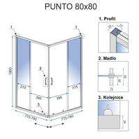 Sprchovací kút MAXMAX Rea PUNTO 80x80 cm