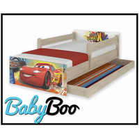 SKLADOM: Detská posteľ MAX so zásuvkou Disney - AUTA 160x80 cm - 1 x dlhá + 1 x krátka bariérka