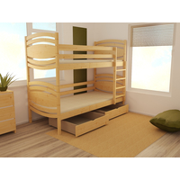 Detská poschodová posteľ z MASÍVU 180x80cm so zásuvkami - PP001