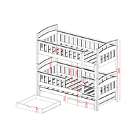 Detská poschodová posteľ z masívu borovice Hermionu s prístelkou a šuplíky - 200x90 cm - biela
