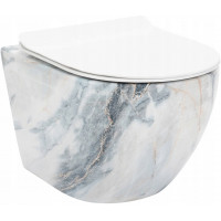 Závesné WC MAXMAX Rea CARLOS RIMLESS - dekor kameňa granit + Duroplast sedátko slim